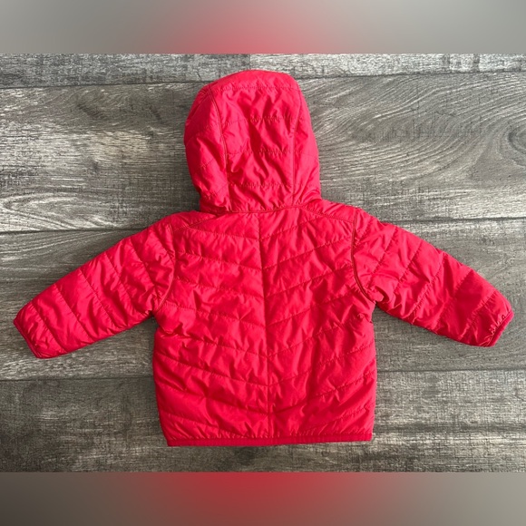 Columbia Double Trouble Red/plaid reversible puffer jacket. Size 6-12 month. - Picture 2 of 5